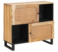 Buffet en bois de mangue massif - vidaXL - 80x33,5x75 cm - Marron - Modèle 4018071 - 2 portes à charnières