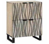Buffet en bois de mangue - vidaXL - Blanc et Noir - 60x33x75 cm - Bois de mangue massif - Pieds en fer - 4 portes
