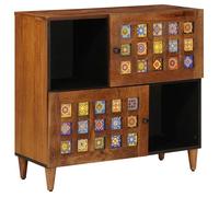Buffet en bois de mangue - vidaXL - Noyer - 80x33,5x75 cm - Durable - 2 portes à charnières - Usage intérieur