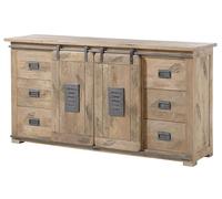 Buffet en Bois de manguier 170x45x90, Vernis Beige, Railway #393