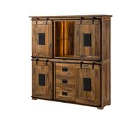 Buffet en Bois de Manguier/Bois de récupération 150x45x160 Naturel laqué Railway LUX #120, Couleur:Nature laqué, Mesure:150x45x160 cm (LxPxH)