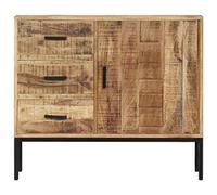 Buffet en Bois de manguier Massif 88x30x71 cm avec 3 tiroirs, Porte, Rangement Polyvalent pour Salon, Salle à Manger, Cuisine, Bureau, Meuble élégant et Stable