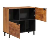 Buffet en bois de manguier massif avec finition marron acacia - 80 x 33 x 75 cm - Meuble bas moderne avec espace de rangement et portes à charnière pour salon et salle à manger