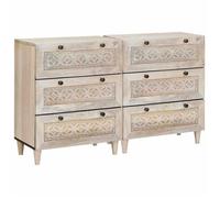 Buffet en bois de manguier - vidaXL - Blanc - 60x33x75 cm - 6 tiroirs - Bois de manguier massif - Assemblage requis