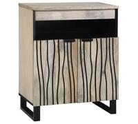 Buffet en bois de manguier - vidaXL - Blanc et Noir - 60x33x75 cm - Bois de mangue massif - 2 portes