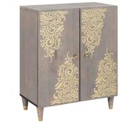 vidaXL Buffet en bois de manguier massif – Gris et Or – 60×33×75 cm – Design moderne