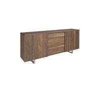 Buffet en bois de noyer et acier chromé 3056C, 210 x 42 x 90 cm. -
