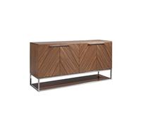Buffet en bois de noyer et acier chromé 3233C, 160 x 46 x 80 cm. -