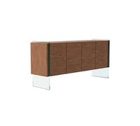 Buffet en bois de noyer et verre trempé 3057C, 170 x 43 x 77 cm. -