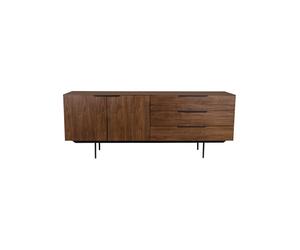 Buffet en bois de noyer marron, enfilade, 2 portes, 3 tiroirs - Zuiver, Travis - 180x45x71 cm