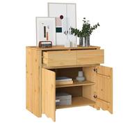 Buffet en bois de pin massif - vidaXL - Drammen - 79x43x75.5 cm - Chêne - 2 portes - Assemblage requis - Design moderne
