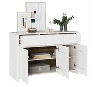 Buffet en bois de pin - vidaXL - Blanc - 114x43x75.5 cm - 3 portes - Assemblage requis - Drammen - Polyvalent