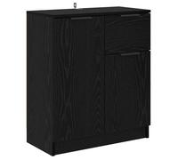 vidaXL Buffet avec tiroir Chêne Noir 60 x 30 x 70 cm Bois d'ingénierie, Buffet en Bois, Style Rustique, Grand Rangement, Meuble rectangulaire pour Salon et Salle à Manger