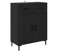 Buffet en bois d'ingénierie - vidaXL - Chêne Noir - 69,5x34x90 cm - 2 tiroirs - 2 portes à charnières - Pieds en fer