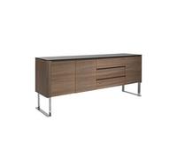 Buffet En Bois Et Plateau En Verre Marron