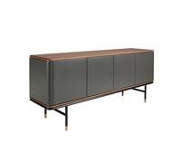 ÁNGEL CERDÁ - Buffet Gris Foncé Pieds en ier Noir avec Dessus en Noyer et Détails Dorés - Buffet de Salon Moderne et Sophistiqué - Buffet Meuble de Rangement Spieux - 180 x 45 x 79 cm