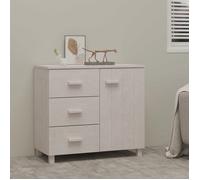 Buffet en bois HAMAR - VIDAXL - Blanc - 90x40x80 cm - 1 porte - 3 tiroirs - Bois massif de pin