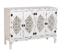 Buffet en bois laqué blanc vieilli avec 4 portes 120x40x86,5h cm