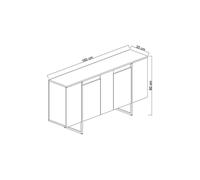 Buffet en bois "Luxe" - 160 x 35 x 80 cm - Or blanc