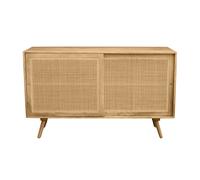Buffet en bois manguier massif et cannage rotin 2 portes coulissantes L135 cm ACANGE