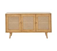 Buffet en bois manguier et cannage rotin 3 portes L145 cm LAKA