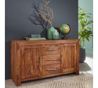 Buffet en bois massif 120cm Sheesham Commode 2 portes & 3 tiroirs Design moderne