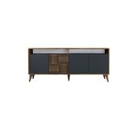 Buffet en bois "Milan" - 180 x 35 x 78 cm - Noyer Anthracite