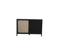 Buffet en bois noir et cannage BALI