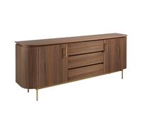 Buffet En Bois Noyer Et Acier Poli Doré Noir