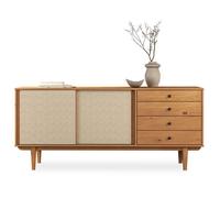 Buffet en bois SIMONA L 175 cm coloris chêne avec 4 Tiroirs 2 Portes Coulissantes, pour Salon ou Salle à manger