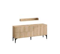 Buffet en bois "Stella" - 180 x 40 x 55 cm - Chêne Saphir
