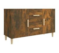 Buffet en chêne fumé 100 x 36 x 60 cm pour salon | Meuble TV moderne avec façade brillante | Solution de rangement pour vêtements et décoration | Matériau en bois durable et facile d'entretien