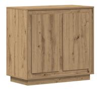 Buffet en chêne massif - vidaxl - 80x34x75 cm - Marron - 2 portes coulissantes - Finition mat - Intérieur uniquement