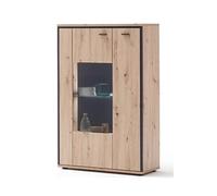 Buffet en chene sombre melamine - L. 93 x H. 142 x P. 38 cm --