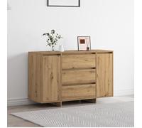 Buffet en chêne - vidaXL - 120 cm - 3 tiroirs - Finition mate - Marron