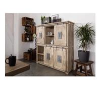 Buffet en manguier laqué blanchi RAILWAY N° 325 - MASSIVMOEBEL24 - Industriel - Loft - 2 portes - Salle à manger