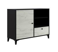 Buffet en mélamine coloris noir et blanc - Longueur 110 x profondeur 40 x hauteur 83 cm