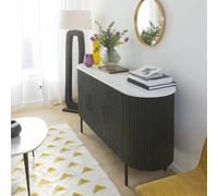 Buffet en métal gris et marbre blanc