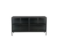 Buffet en métal noir, 4 portes vitrées, verre côtelé, espace de rangement - Dutchbone, Boli - 150x35x80 cm