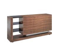 Buffet En Noyer Et Vitrail Noir Marron
