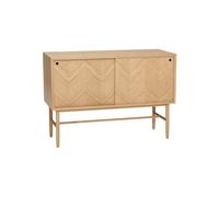 Buffet en placage de chêne clair beige, 1 tiroir, design contemporain - Hübsch, Herringbone - 100x40x70 cm