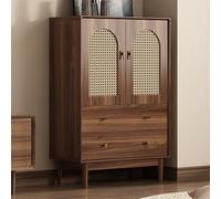Buffet En Rotin, Buffet Cuisine, Buffets Cannage, Meuble De Rangement D'appoint Avec Portes Et Tiroirs, Console En Bois for Cuisine, Salon, Entrée, Couloir, Buffets Bois Massif(B---80cm/31.49in)