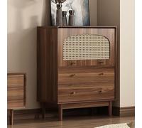 Buffet En Rotin, Buffet Cuisine, Buffets Cannage, Meuble De Rangement D'appoint Avec Portes Et Tiroirs, Console En Bois for Cuisine, Salon, Entrée, Couloir, Buffets Bois Massif(A--80cm/31.49in)