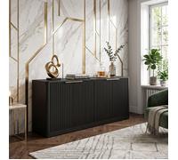 Buffet Enfilade 150 cm Grand Rangement 4 Portes Design Soigné Façade Cannelée & Bords Arrondis Meuble TV Salon Séjour