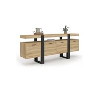 IDMarket - Buffet Enfilade 200 cm Phoenix XXL 4 Portes avec Niche Bois et Noir