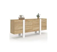 IDMarket - Buffet Enfilade 200 cm Phoenix XXL 4 Portes Bois et Blanc