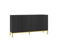 Buffet enfilade design contemporain graphique 2 portes 2 étagères acier doré noir Noir G
