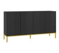 Buffet enfilade design contemporain graphique 2 portes 2 étagères acier doré noir Noir G