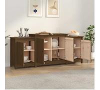 Buffet ESTINK - Marron miel - Bois massif de pin - Meuble de séjour - Buffet bas - Industriel