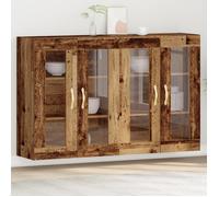 Vidaxl Cabinet Mural Ensemble De 2 Marron Bois Massif 139 X 34 X 90 Cm Marron